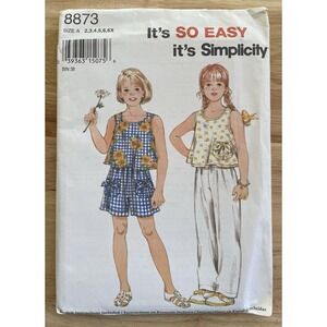 Uncut Simplicity 8873 Pattern‎ Girl Size 2-6X Summer Sleeveless Top Shorts Pants